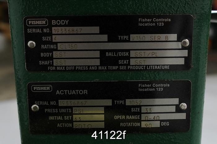 Used Fisher V150 Series B 4" Vee Ball Valve #41122