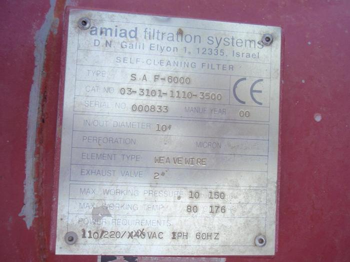 Used Filter, Cartridge, Amiad, Mdl SAF-6000, Self Cleaning, #C740875