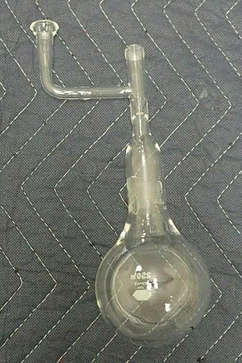 Used Kimax 250ml Glass Round Bottom Distillation Flask with Ace Claisen Adapter