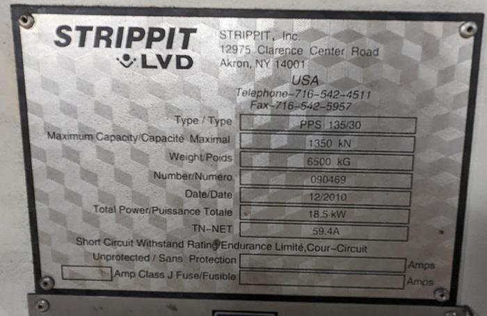 Used 2010 LVD Strippit 10' x 150 Ton CNC Press Brake PPS 135/30