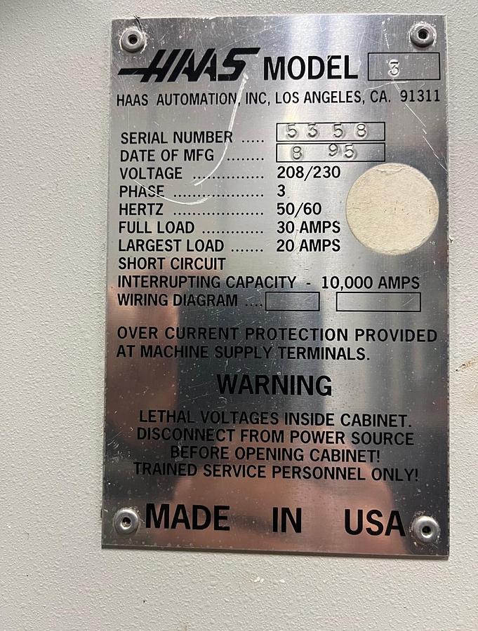 Used 1995 Haas VF-3 Vertical Machining Center VF-3