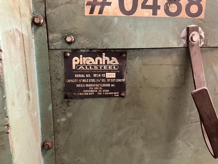 Used 1997 Piranha 10' x 1/4" Hydraulic Shear M 1/4-10