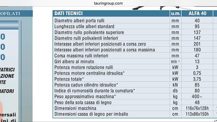 Usato PIEGAPROFILI TAURING ALFA 40 (BIS)