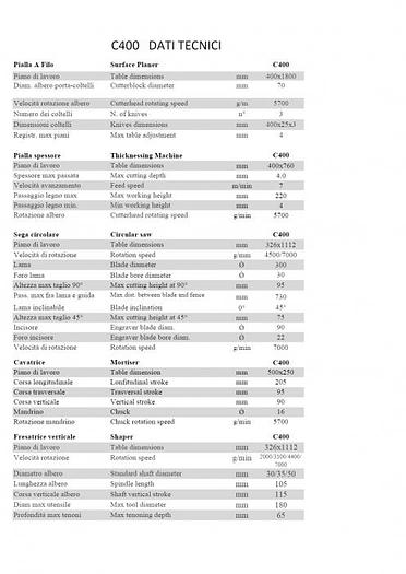 UNIVERSAL COMBINED SICAR MACODUELLE C400 CE