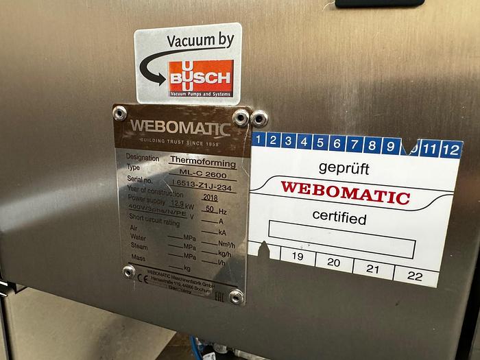 Used 2018 Webomatic ML-C2600 Thermoformer