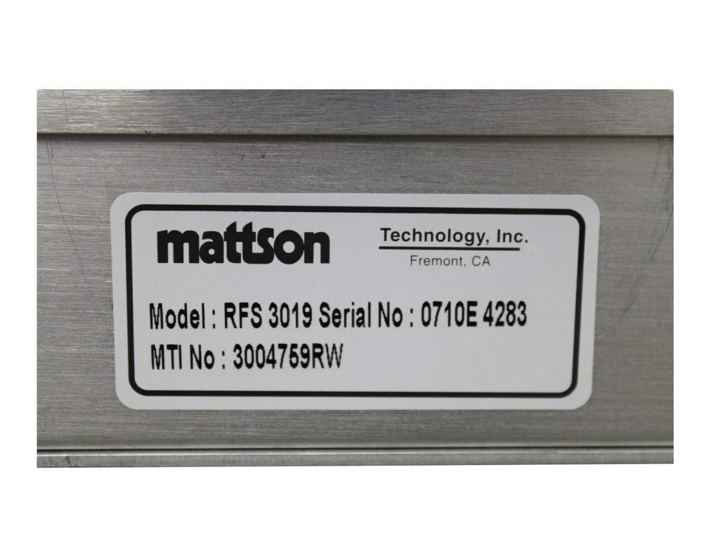 Used Mattson Technology RFS 3019 MATCH MTI NO.3004759RW