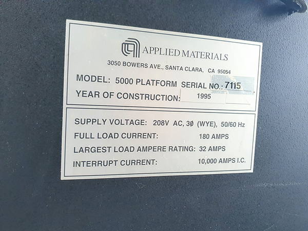 Used AMAT P5000 MxP+ poly 3ch