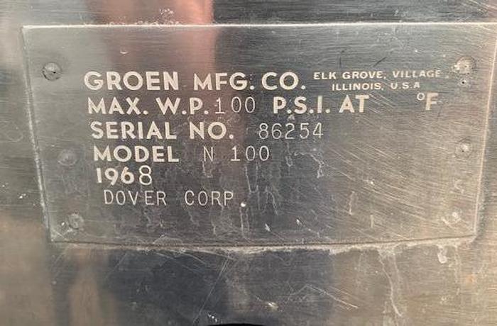 Used Groen 100 Gallon Stainless Steel Jacketed Steam Mix Kettle