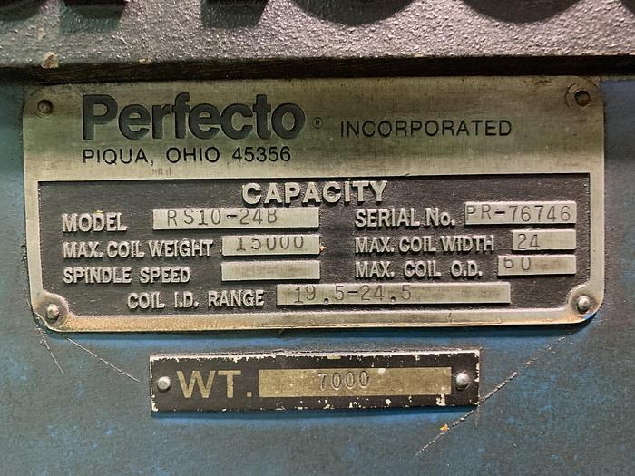 Used PERFECTO DECOILER AND STRAIGHTENER LINE 15,000 LBS X 18" X .187"