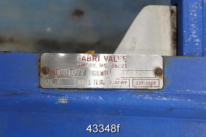Used 6" Hand Operated Knife Gate Valve #43348