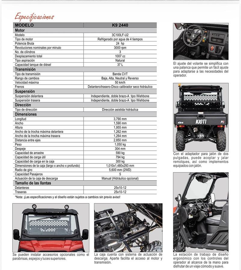 CARRO UTILITARIO KIOTI MODELO K92440
