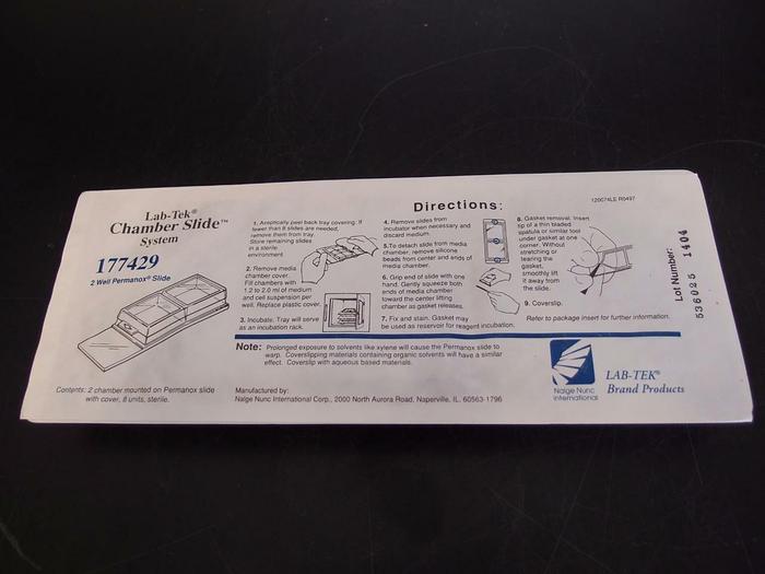 Lab Tek Chamber Slide System 177429 2 Well Permanox Slide Lot of 16 (3042)