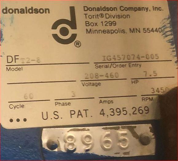 Refurbished DONALDSON TORIT DFT2-8 CARTRIDGE TYPE DUST COLLECTION SYSTEM - 7.5 HP