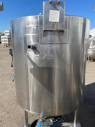 Used 250 Gallon Stainless Steel Vertical Jacketed Mix Tank with Side Agitation