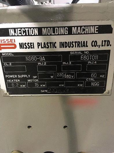 Used NISSEI NS60-9A INJECTION MOLDING MACHINE, 72 TON, NEW 2000
