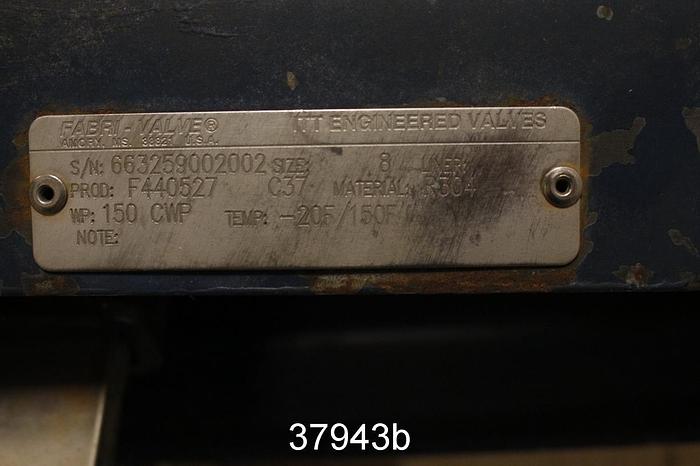 Used Fabri 8" Hand Operated Knife Gate Valve #37943