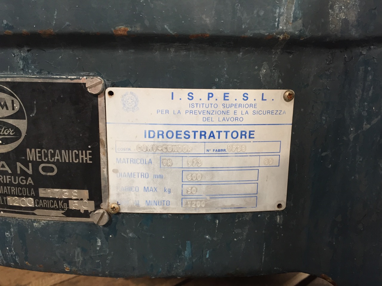 Used Basket centrifuge Comi Condor Alfa / I