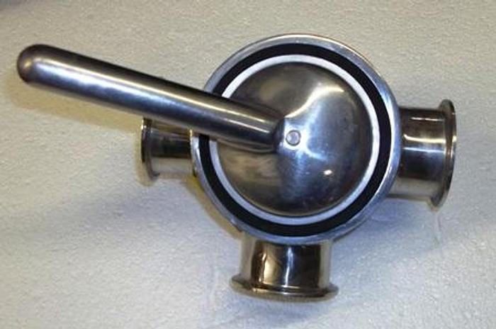 Used 2.5" Triclover 3 Way Stainless Valve - Stainless Fittings