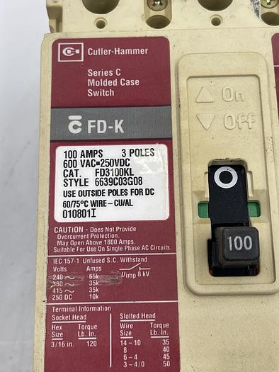 Used CUTLER HAMMER FD3100KL