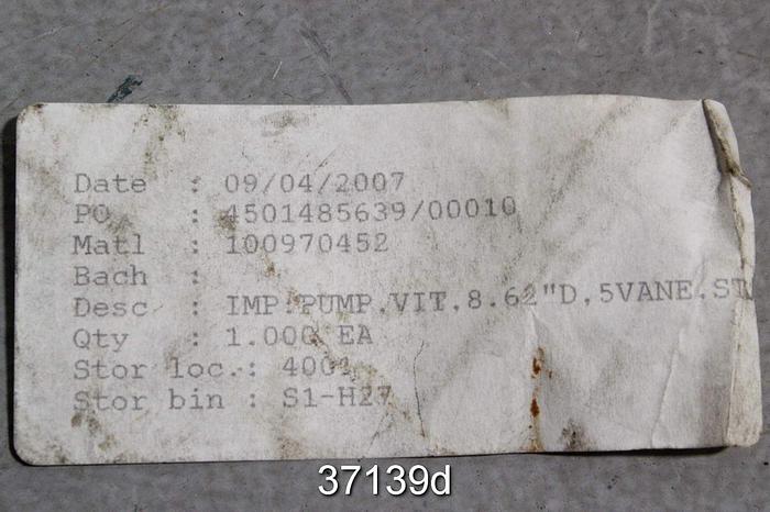 Used Goulds VIT Pump Impeller, 5-Vane, No. A188646 1018 #37139