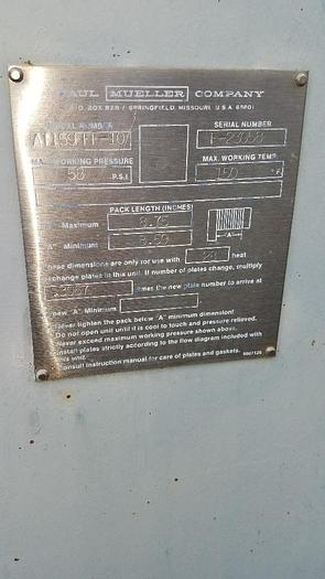 Used Heat Exchanger, Plate, 95 SF, S/st, Mueller, 28 Plates, #S741021