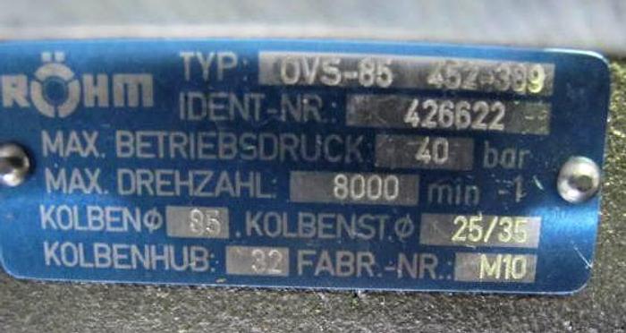 Gebraucht RÖHM Hydraulik-Vollspannzylinder für CNC Drehmaschine zum hydraulischen Spannen