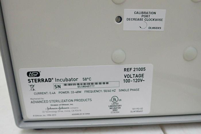 Used ASP Sterrad REF 21005 58°C Advanced Sterilization 18-Place Well Incubator