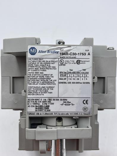 Used Allen-Bradley 194R-C30-1753 Ser A 