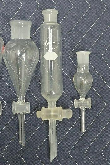 Used Lot of 11 Pyrex 6340 Kimax Kontes 500ml 125ml 60 ml Separatory Funnels