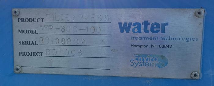 Used FP-52: Used 18 cu. ft. WTT Brand Filter Press