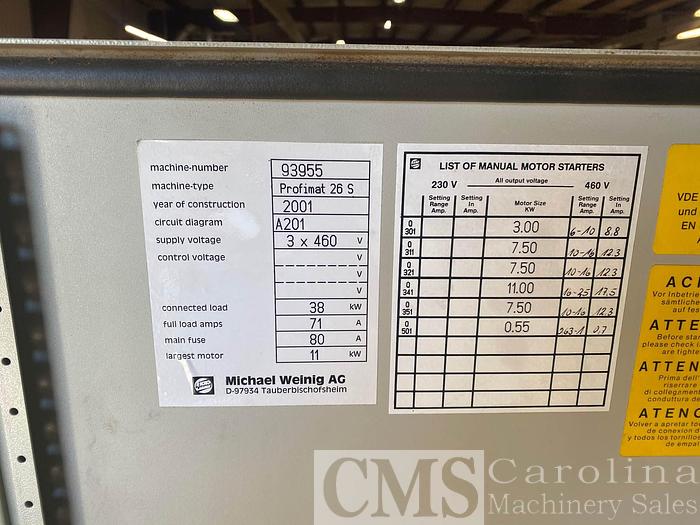 Used 2001 Weinig Profimat 26S Super Moulder