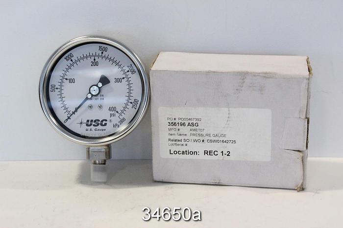 Unused USG Ametek 656 Pressure Gauge, 0-400 PSI #34650