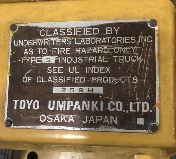 Used TCM FG15N2	, 1,870 LBS. GASOLINE FORKLIFT