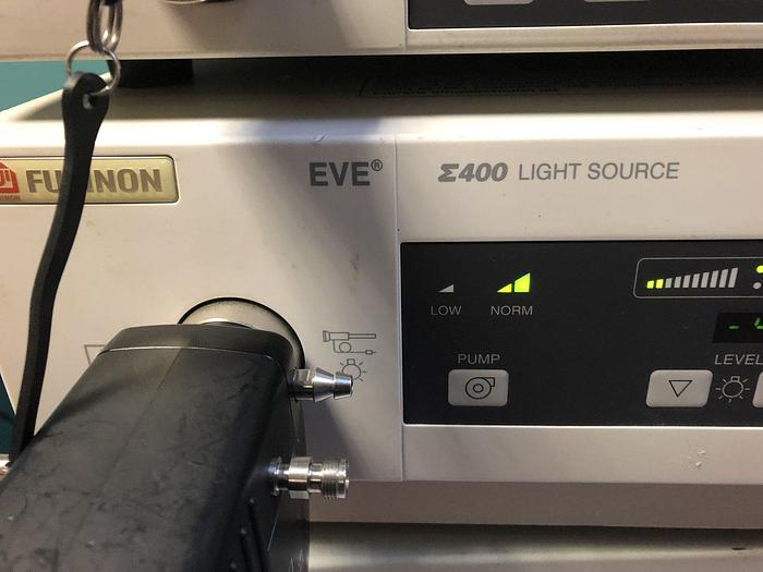 Gebraucht Fujinon Endoskopie System +E400 Prozessor, Lichtquelle, ED-450 XT Gastroskop, DK-402E CDL1904A