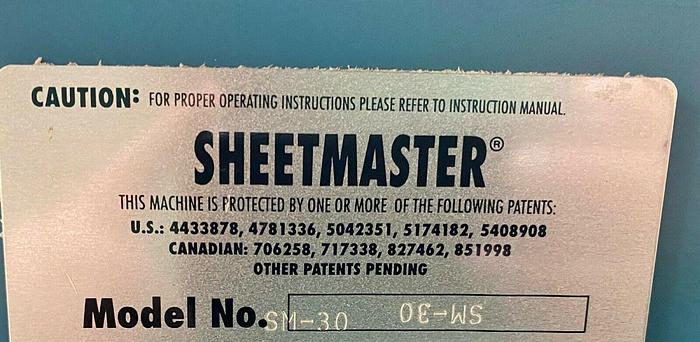 Used 30" ROSENTHAL SHEETMASTER WITH PROGRAMABLE CONTROL AND UNWIND