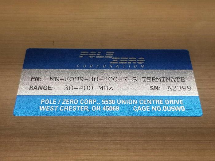 Used Pole Zero MN-FOUR-30-400-7-S-TERMINATE MNFOUR304007STERMINATE