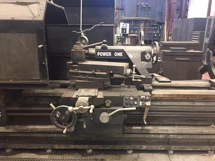 Used American Engine Lathe, Power One, 35" x 80", 14" Spindle Bore, Inch Metric Threading, Steady Rest,