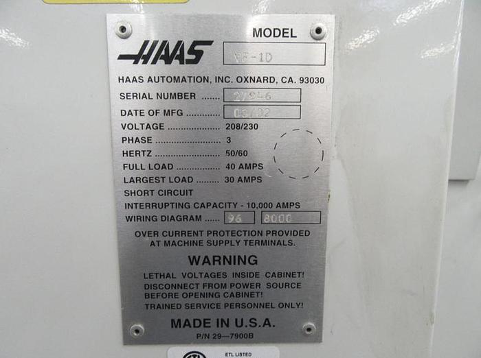 Used 2002 HAAS VF-1 CNC 5-Axis Vertical Machining Center w Haas TRT-160 2- Axis Programmable Rotary Table ***ONLY 391 Spindle Hours!***