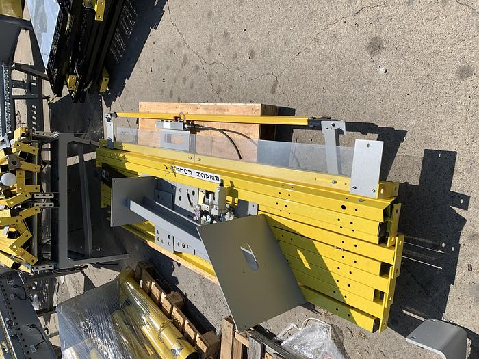 Used CONVEYOR SECTIONS, BALL, ROLLER, POWERED PLC CONTROLLED TRANSFER CONVEYOR,  SAFTEY FENCING