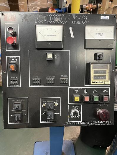 Used 30" DUSENBERY MODEL 10000 L3 DUPLEX REWIND WITH EDGE GUIDE AND SHEAR SLITTING REBUILT 2017