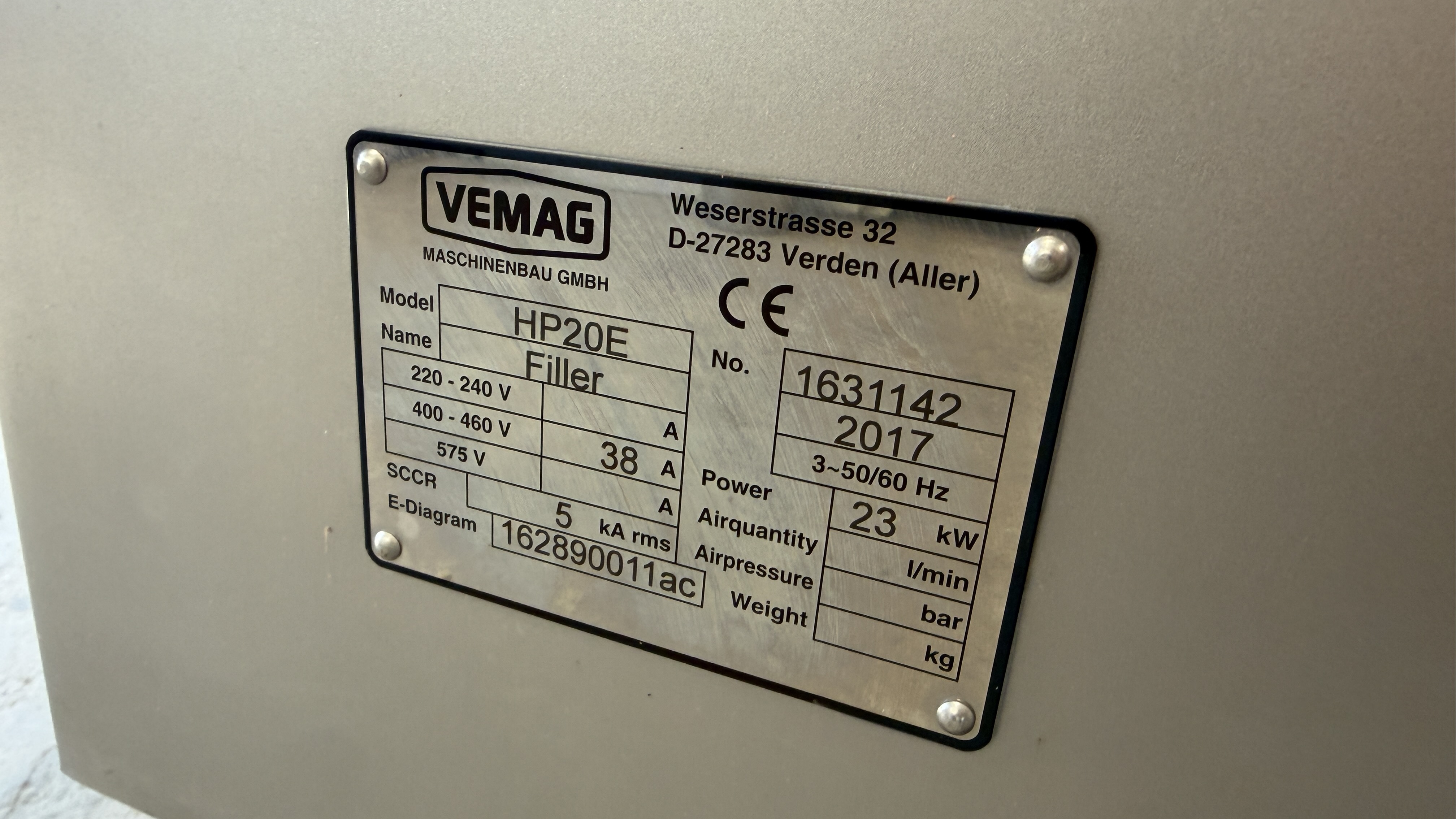 Used Vemag HP20E -2017 and Vemag BC236 -2017 (1800 hours)