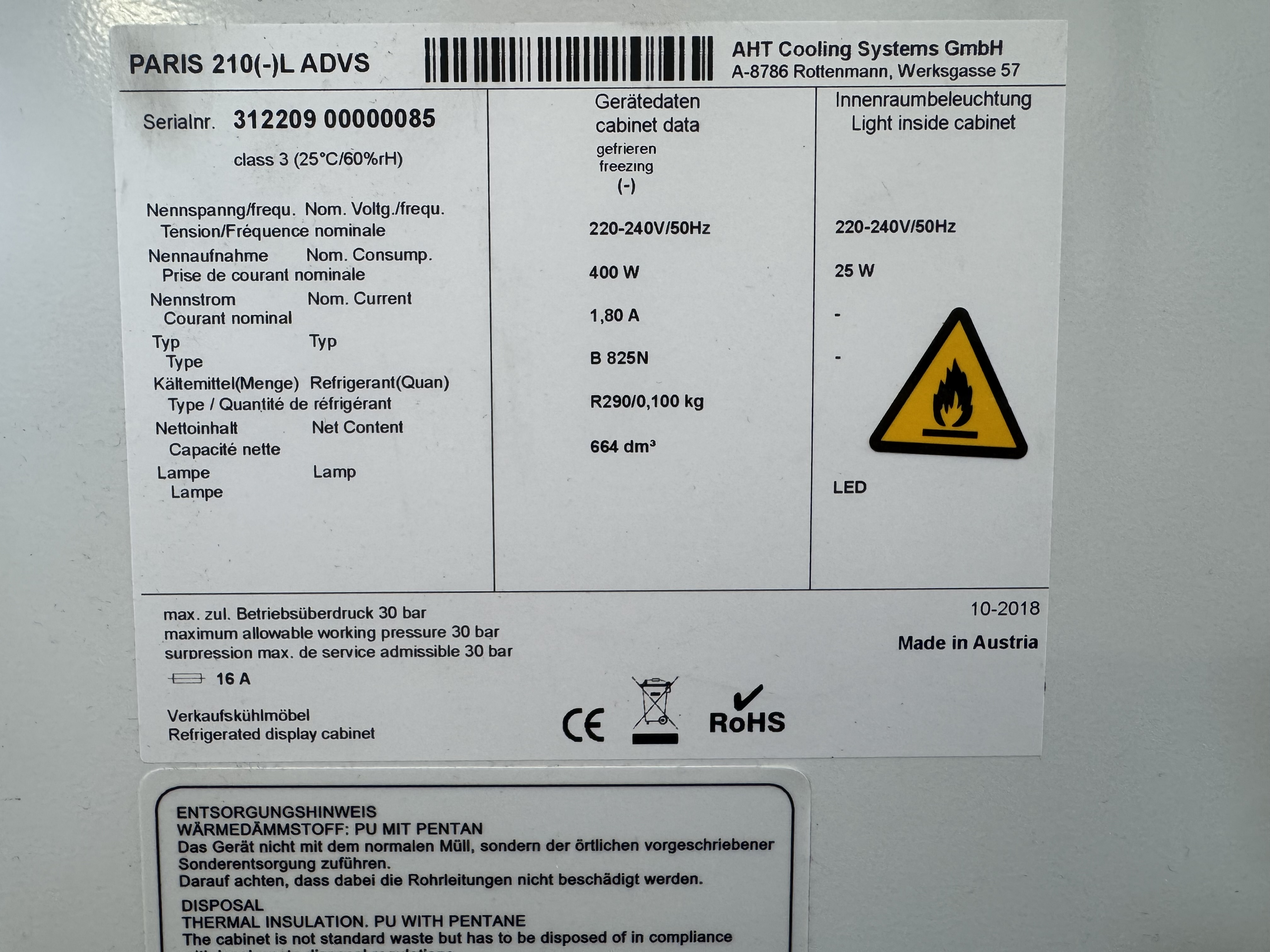 Used Frys AHT Paris 210 #2938
