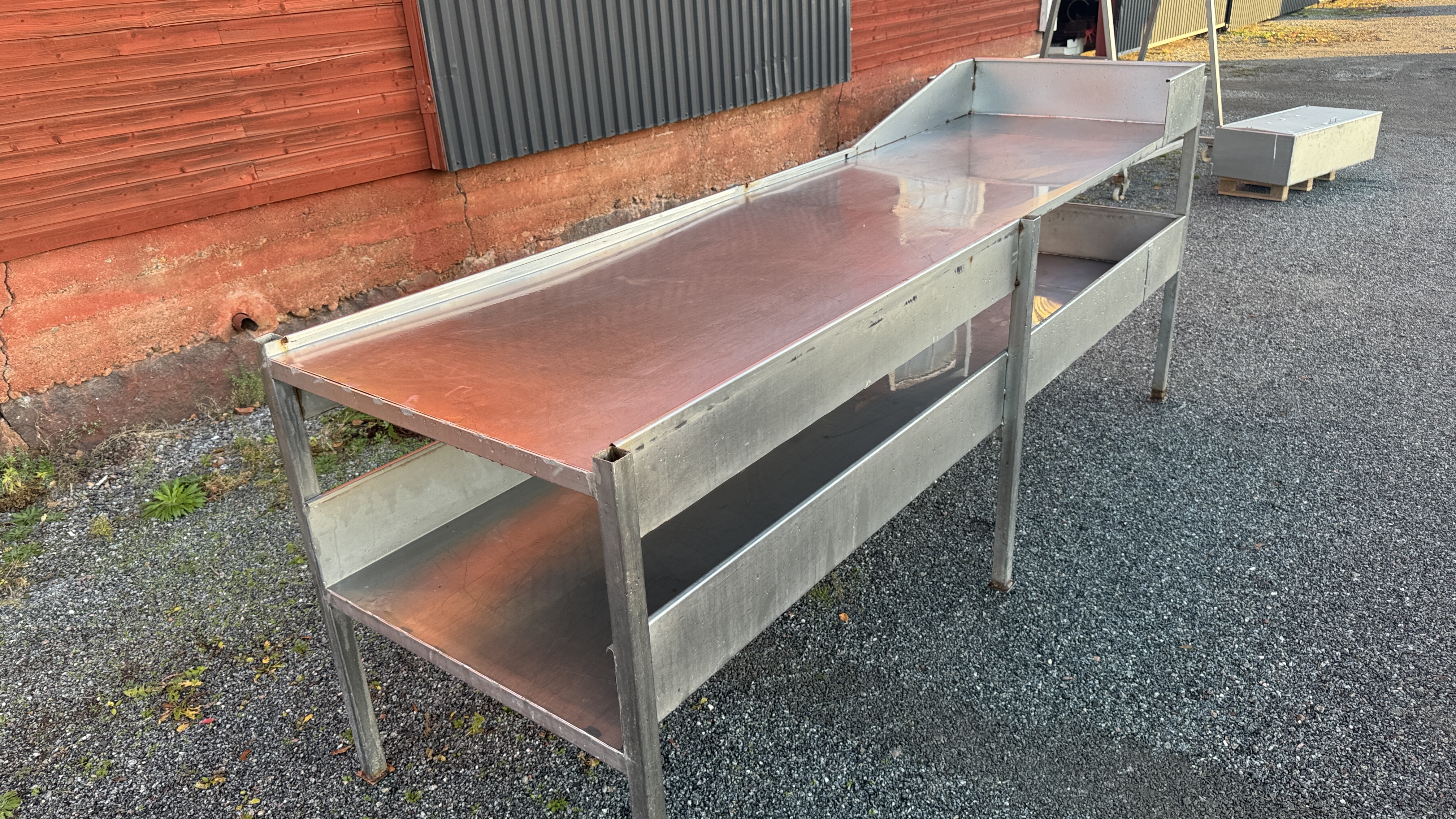 Used Slaktbord 285x80cm, höjd 100cm