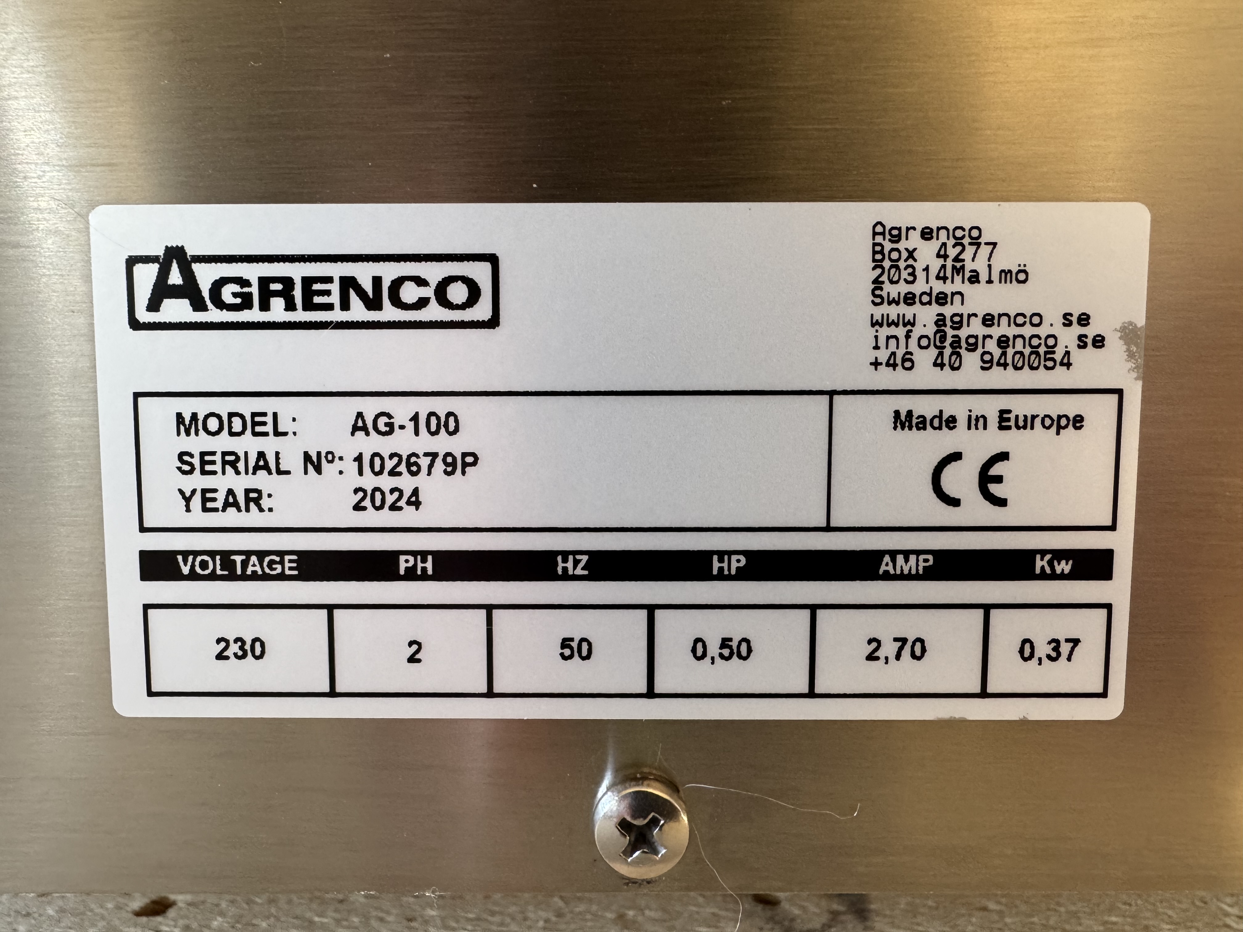 Used Agrenco AG-100 #2805