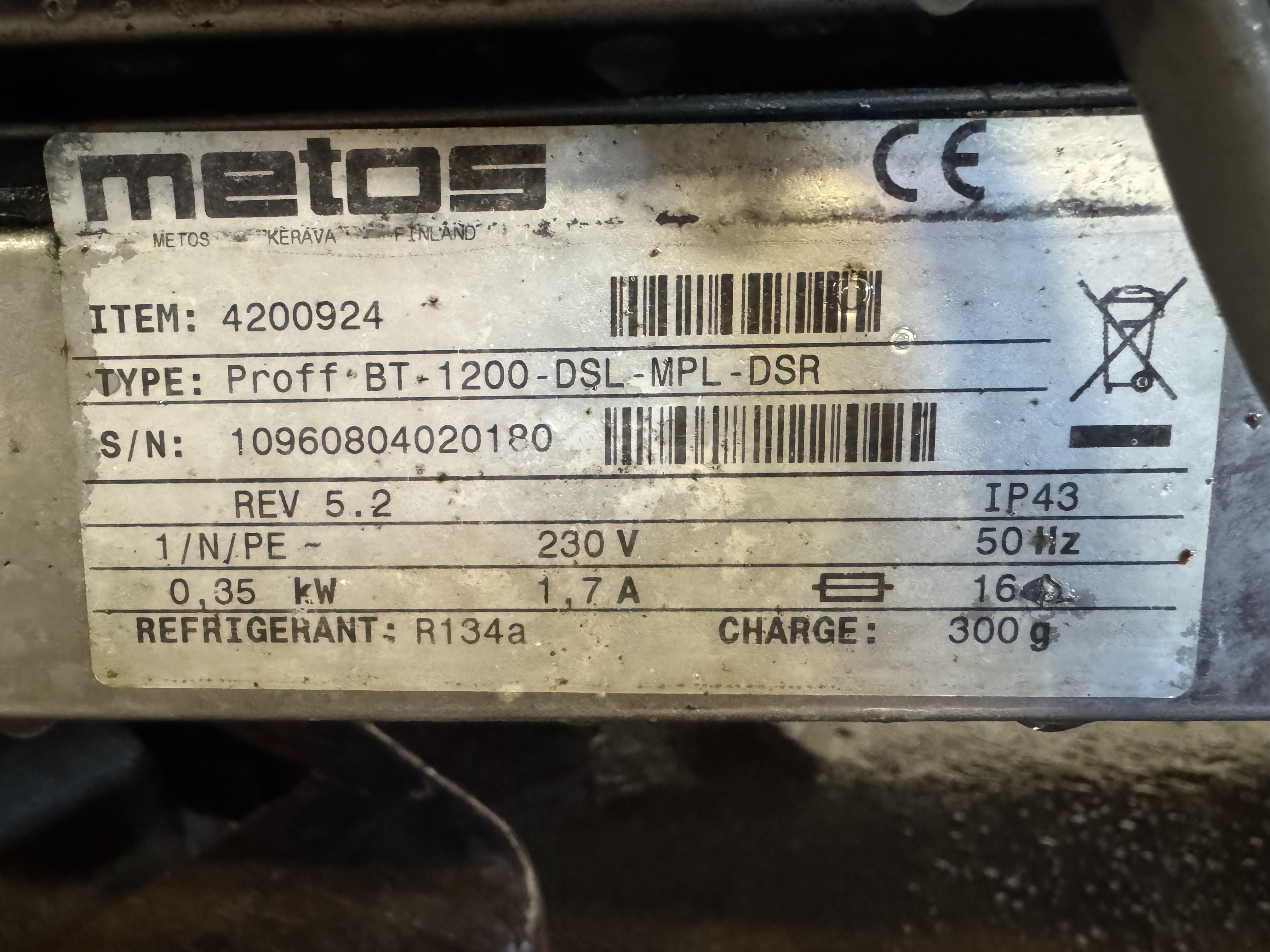 Used Metos kylbänk med tövattenavlopp #2819