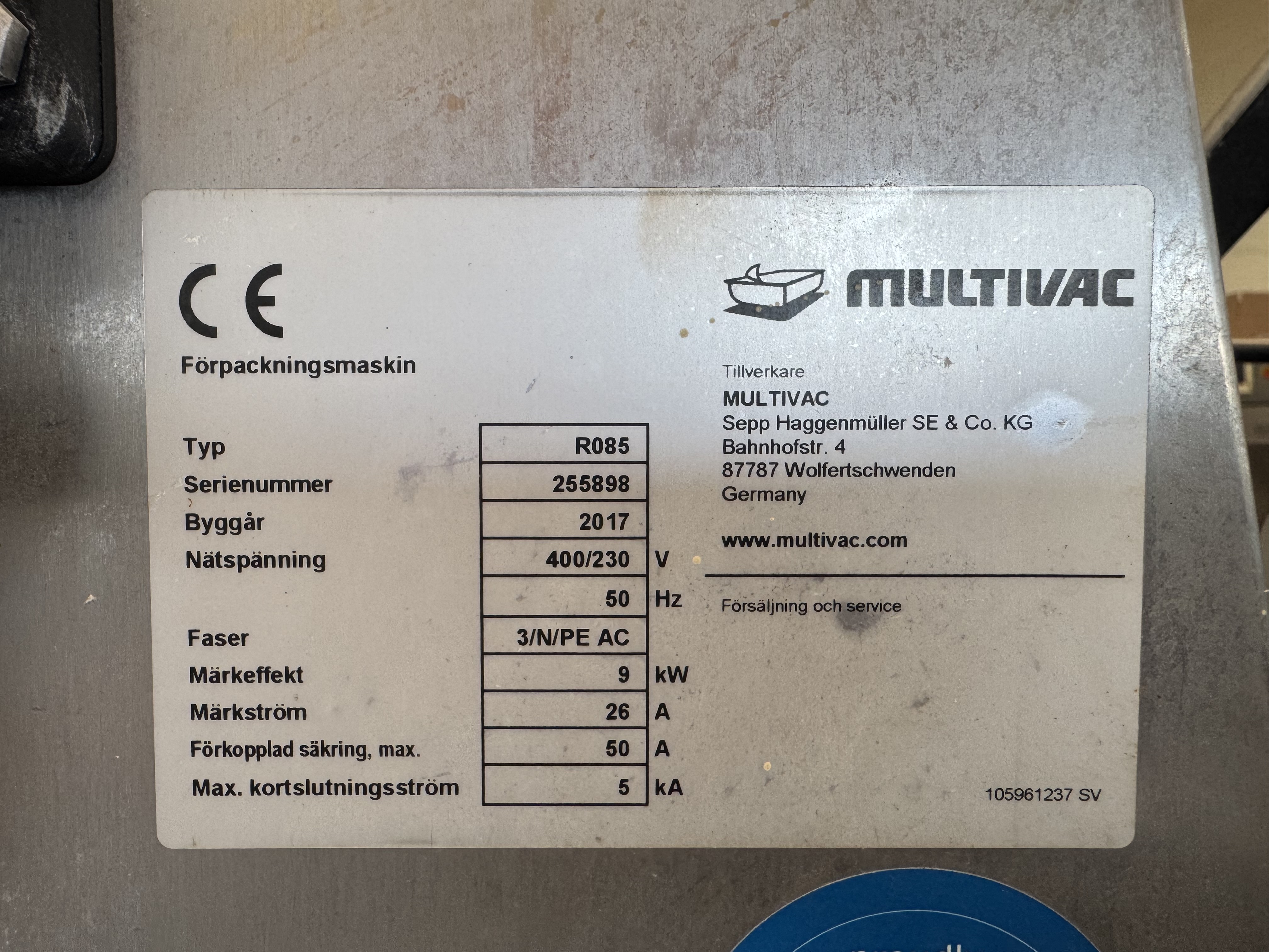 Used Djupdragare Machine Multivac R085 #2945