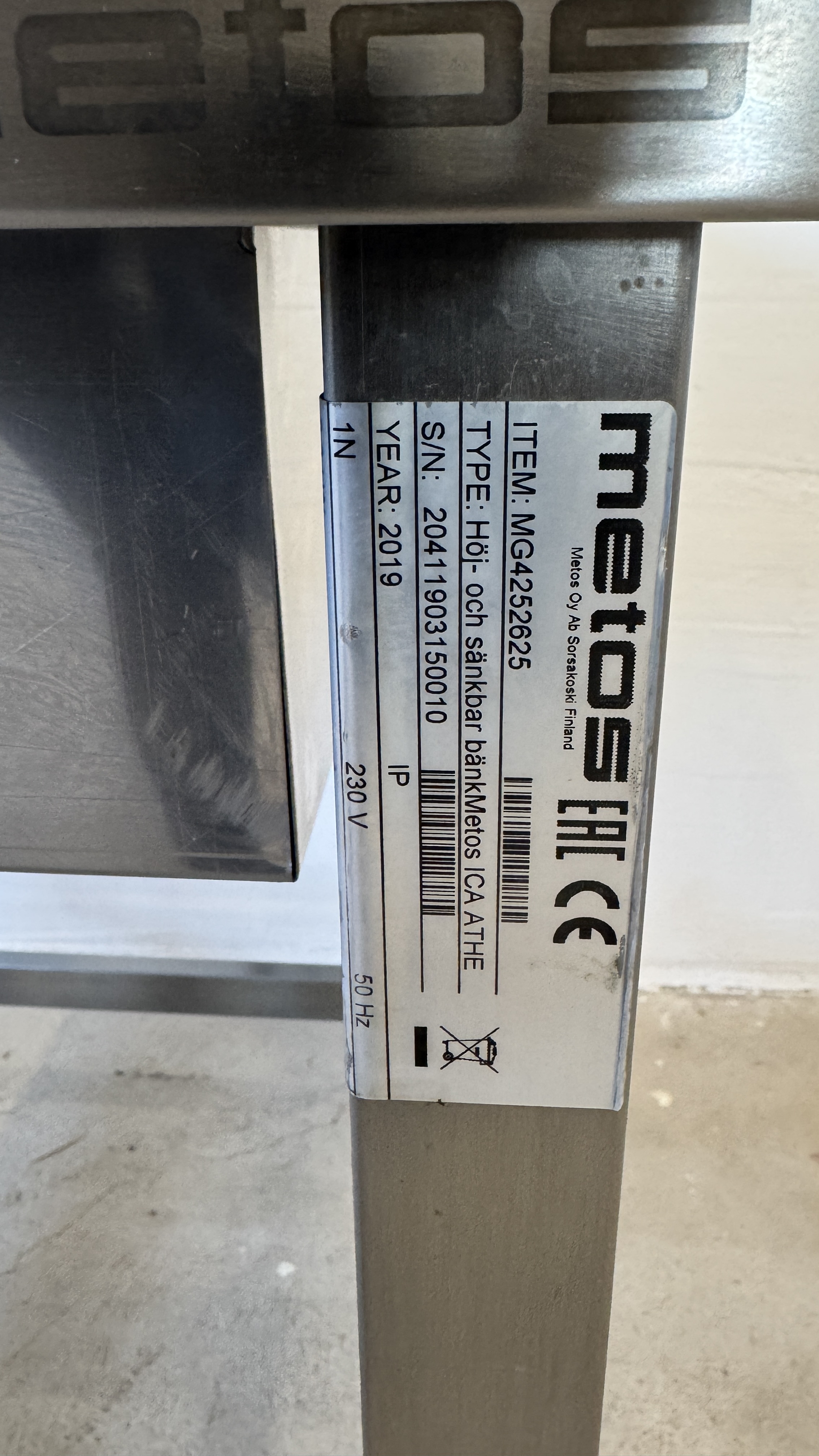 Used Höj och sänkbart bord Metos -2019 #2691