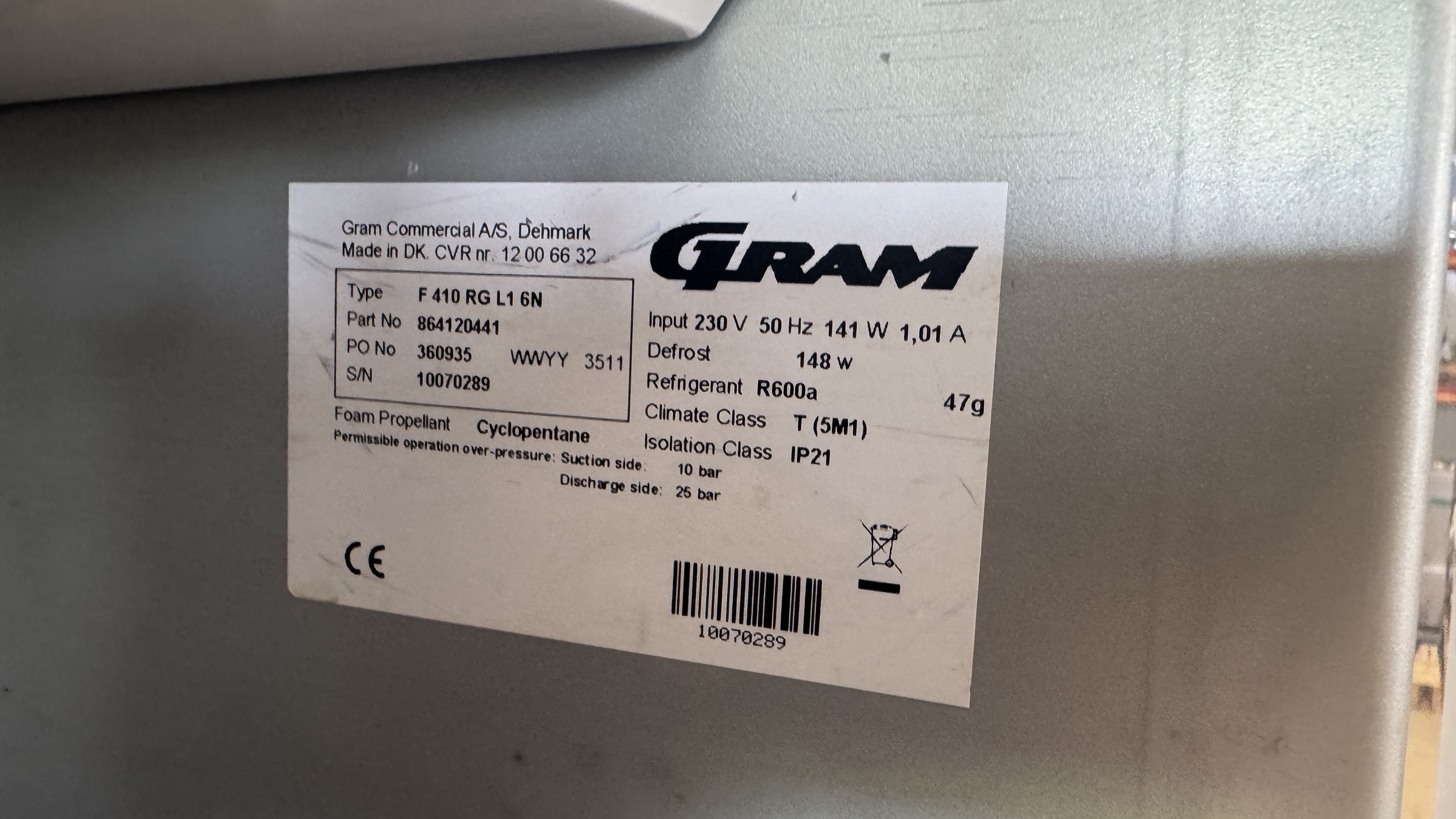 Used Frysskåp Gram F 410 -2011 #2604
