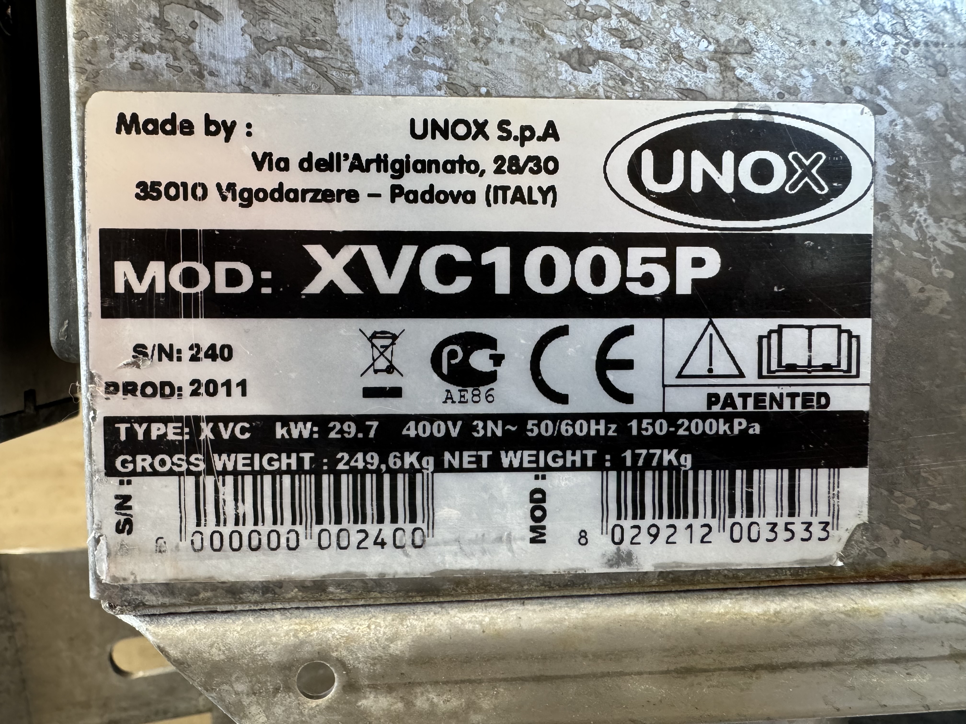 Used Unox XVC1005P ugn #2845