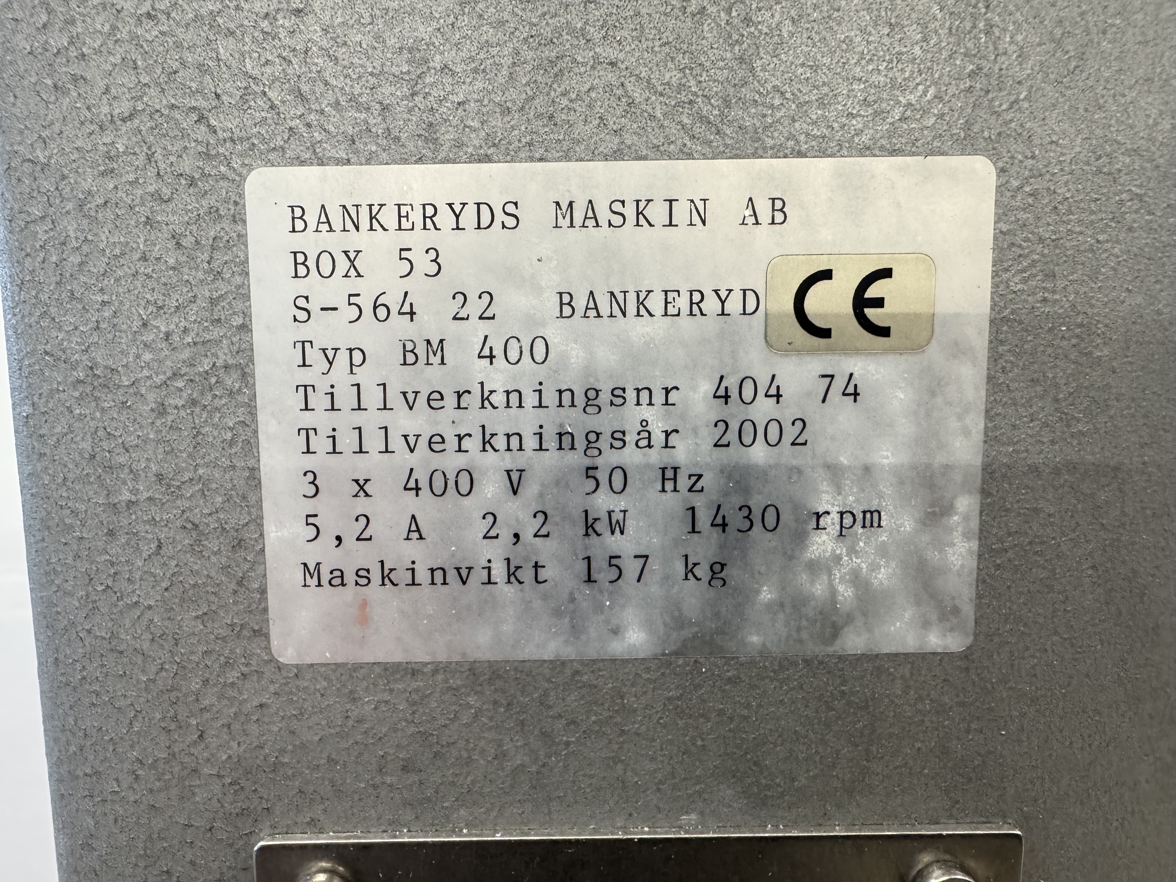 Used Bankeryd BM400 #2779